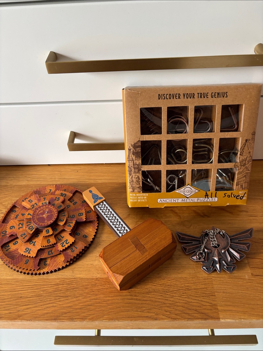Ancient Metal Puzzle Set - Brown & Bronze Logic Game Collection
